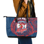 Personalized Sydney Roosters Leather Tote Bag Polynesian Tribal Chest and Sleeve Tattoo