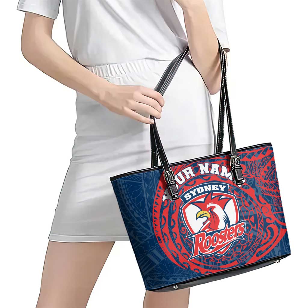 Personalized Sydney Roosters Leather Tote Bag Polynesian Tribal Chest and Sleeve Tattoo