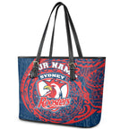 Personalized Sydney Roosters Leather Tote Bag Polynesian Tribal Chest and Sleeve Tattoo