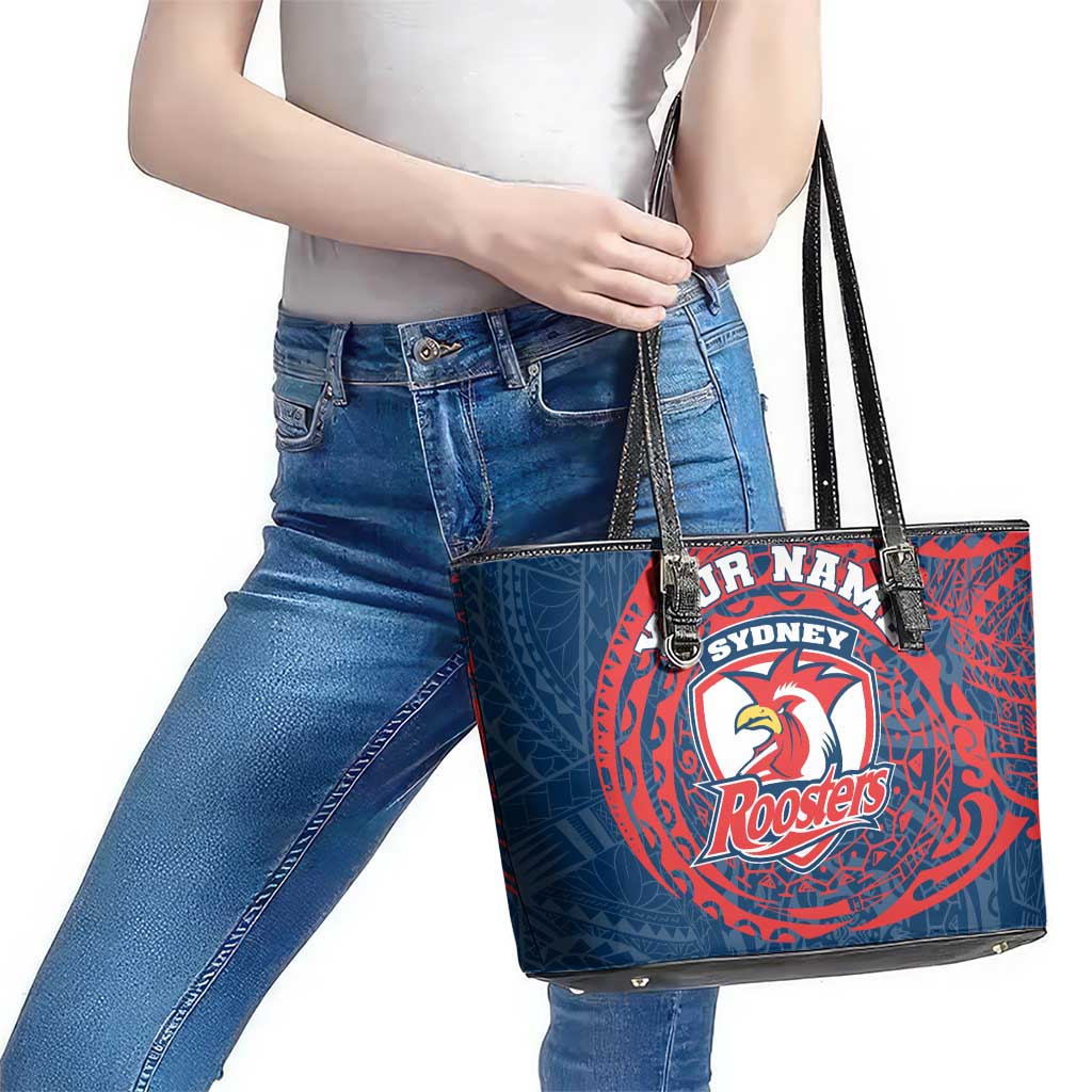 Personalized Sydney Roosters Leather Tote Bag Polynesian Tribal Chest and Sleeve Tattoo