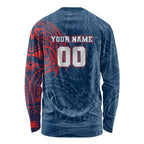 Personalized Sydney Roosters Long Sleeve Shirt Polynesian Tribal Chest and Sleeve Tattoo