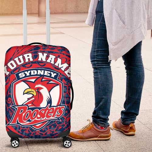 Personalized Sydney Roosters Luggage Cover Polynesian Tribal Chest and Sleeve Tattoo
