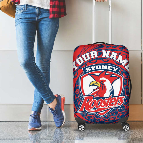 Personalized Sydney Roosters Luggage Cover Polynesian Tribal Chest and Sleeve Tattoo