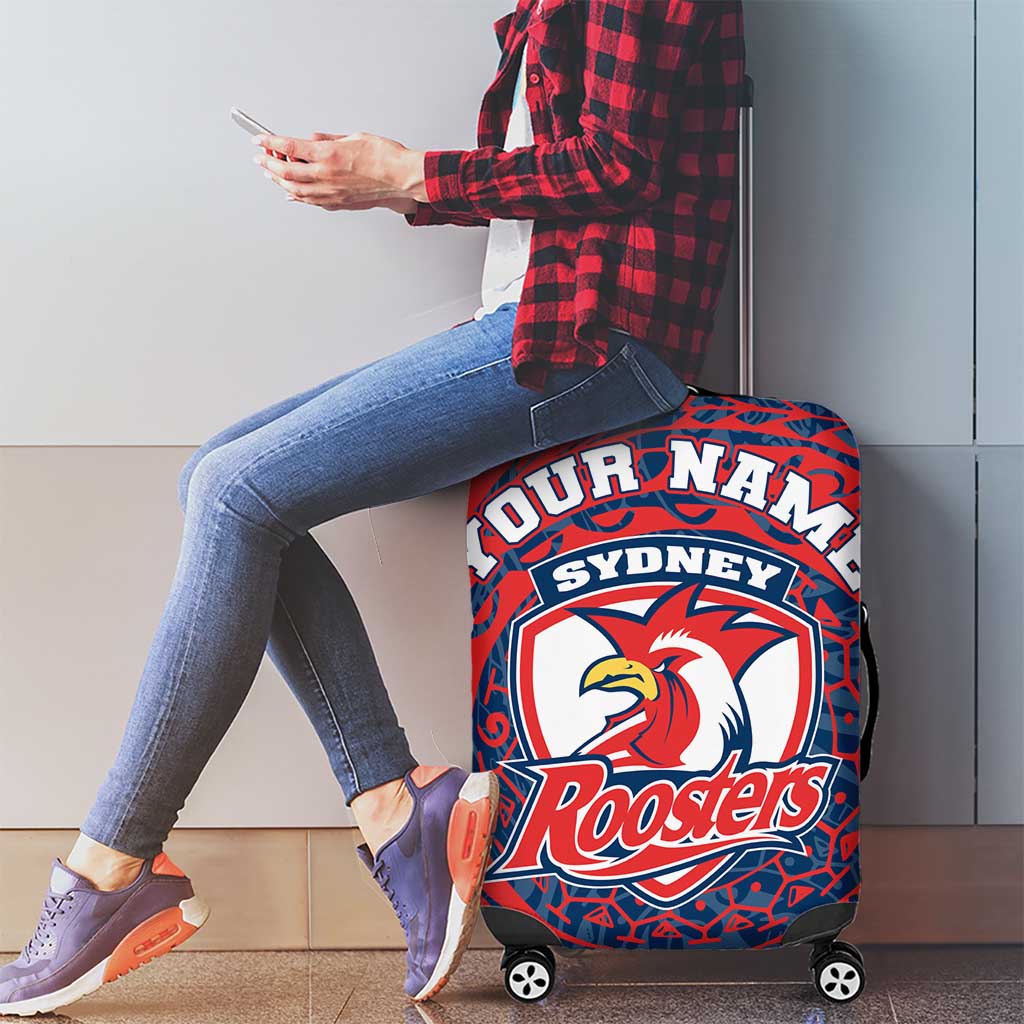 Personalized Sydney Roosters Luggage Cover Polynesian Tribal Chest and Sleeve Tattoo