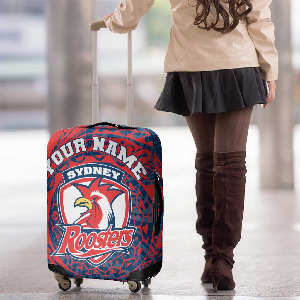 Personalized Sydney Roosters Luggage Cover Polynesian Tribal Chest and Sleeve Tattoo