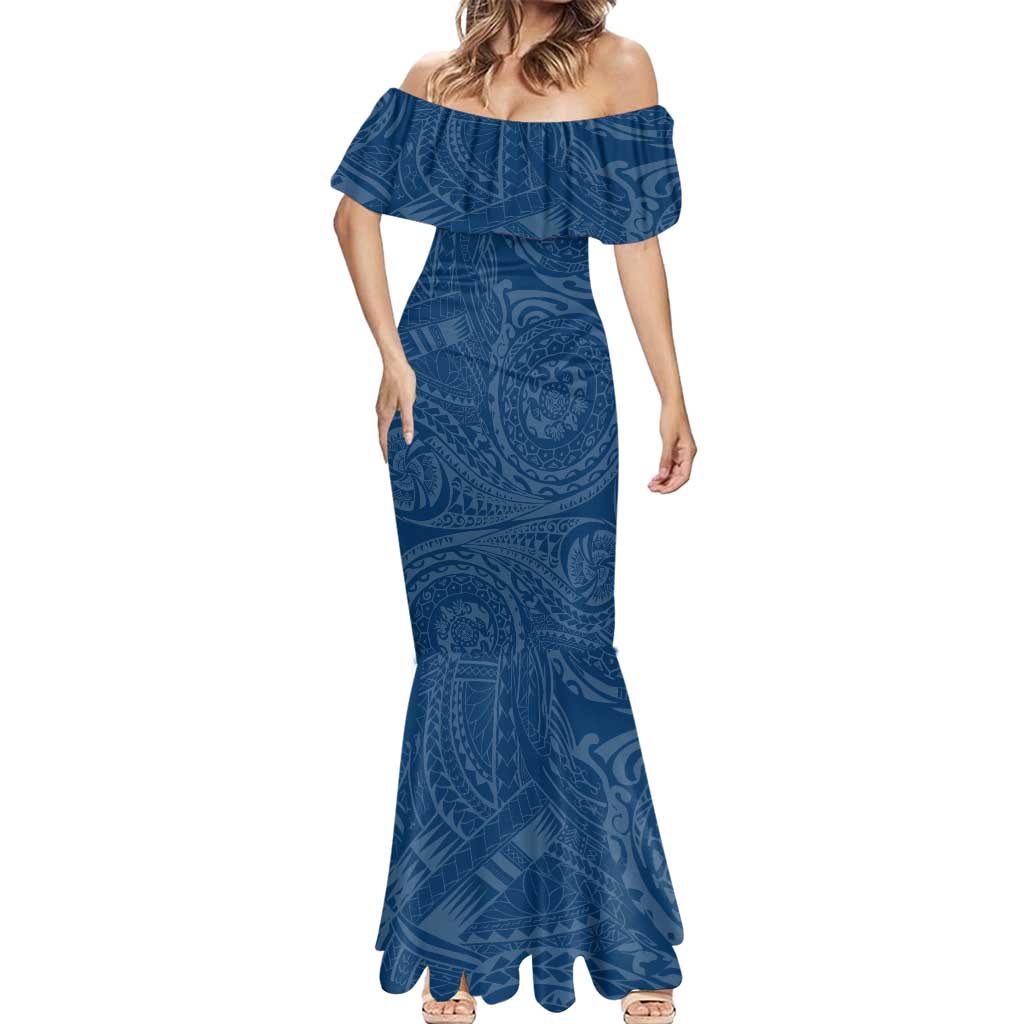 Personalized Sydney Roosters Mermaid Dress Polynesian Tribal Chest and Sleeve Tattoo