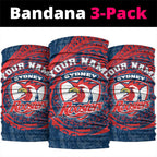 Personalized Sydney Roosters Neck Gaiter Polynesian Tribal Chest and Sleeve Tattoo