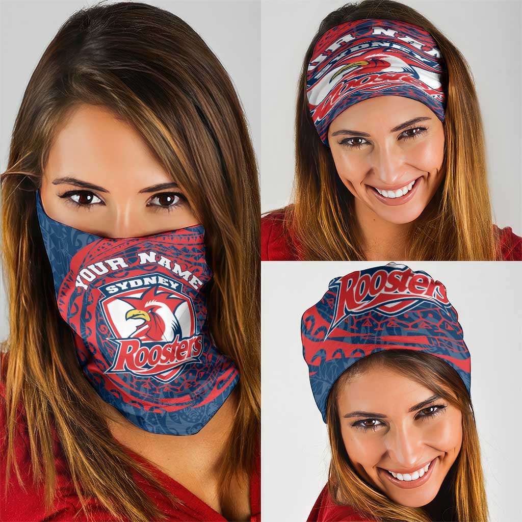 Personalized Sydney Roosters Neck Gaiter Polynesian Tribal Chest and Sleeve Tattoo