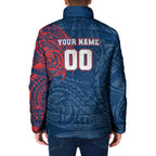 Personalized Sydney Roosters Padded Jacket Polynesian Tribal Chest and Sleeve Tattoo