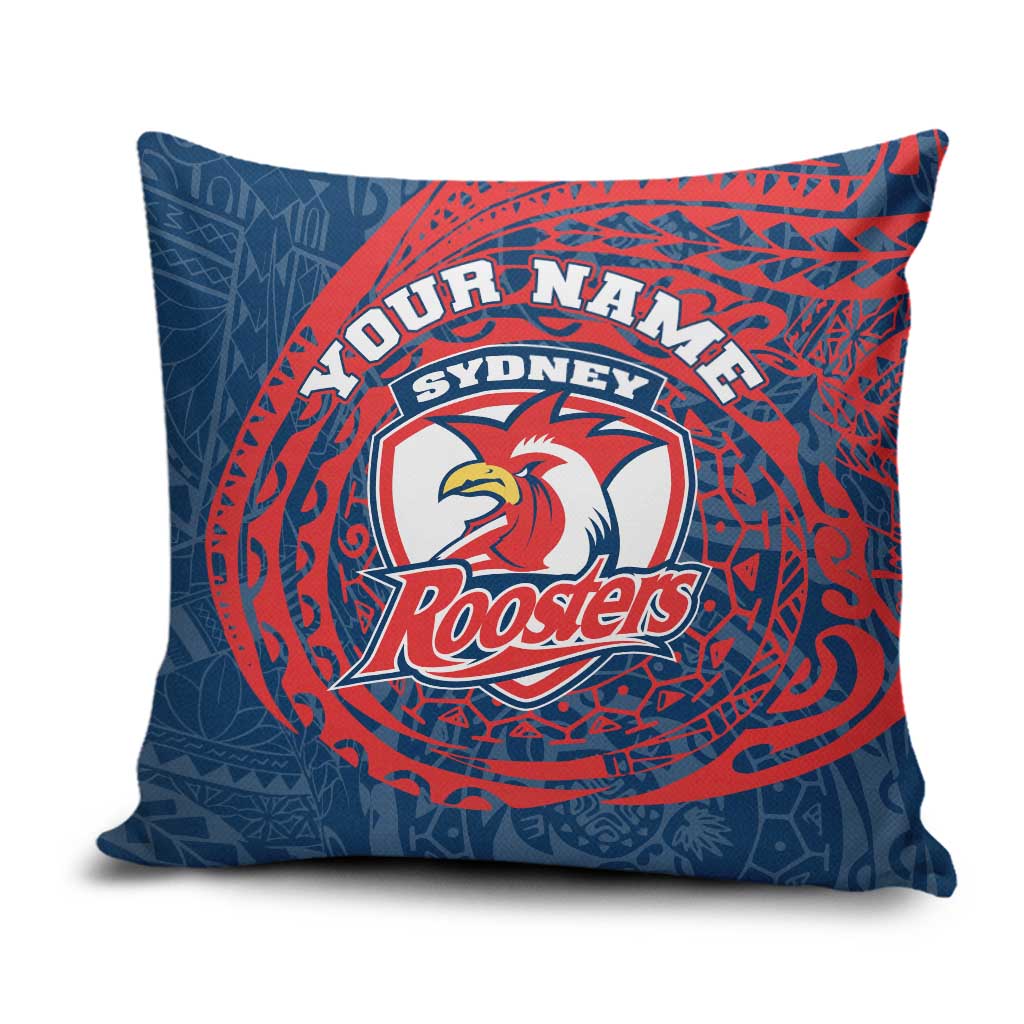 Personalized Sydney Roosters Pillow Cover Polynesian Tribal Chest and Sleeve Tattoo