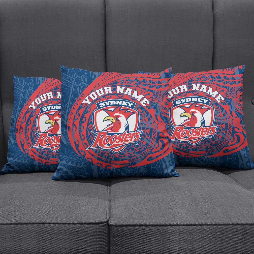 Personalized Sydney Roosters Pillow Cover Polynesian Tribal Chest and Sleeve Tattoo