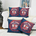 Personalized Sydney Roosters Pillow Cover Polynesian Tribal Chest and Sleeve Tattoo