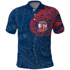 Personalized Sydney Roosters Polo Shirt Polynesian Tribal Chest and Sleeve Tattoo