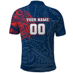 Personalized Sydney Roosters Polo Shirt Polynesian Tribal Chest and Sleeve Tattoo