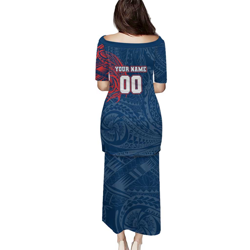 Personalized Sydney Roosters Puletasi Polynesian Tribal Chest and Sleeve Tattoo