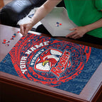 Personalized Sydney Roosters Puzzle Polynesian Tribal Chest and Sleeve Tattoo