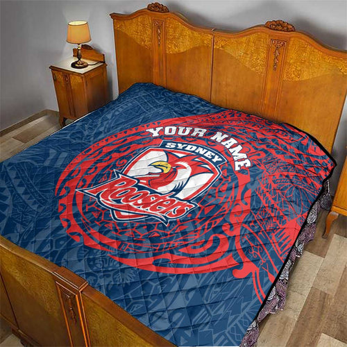 Personalized Sydney Roosters Quilt Polynesian Tribal Chest and Sleeve Tattoo