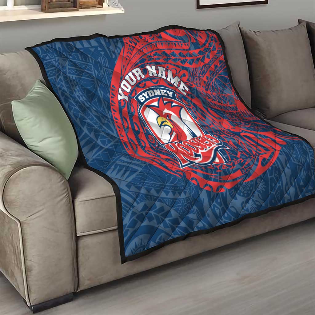 Personalized Sydney Roosters Quilt Polynesian Tribal Chest and Sleeve Tattoo