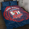 Personalized Sydney Roosters Quilt Bed Set Polynesian Tribal Chest and Sleeve Tattoo