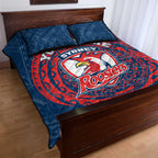 Personalized Sydney Roosters Quilt Bed Set Polynesian Tribal Chest and Sleeve Tattoo
