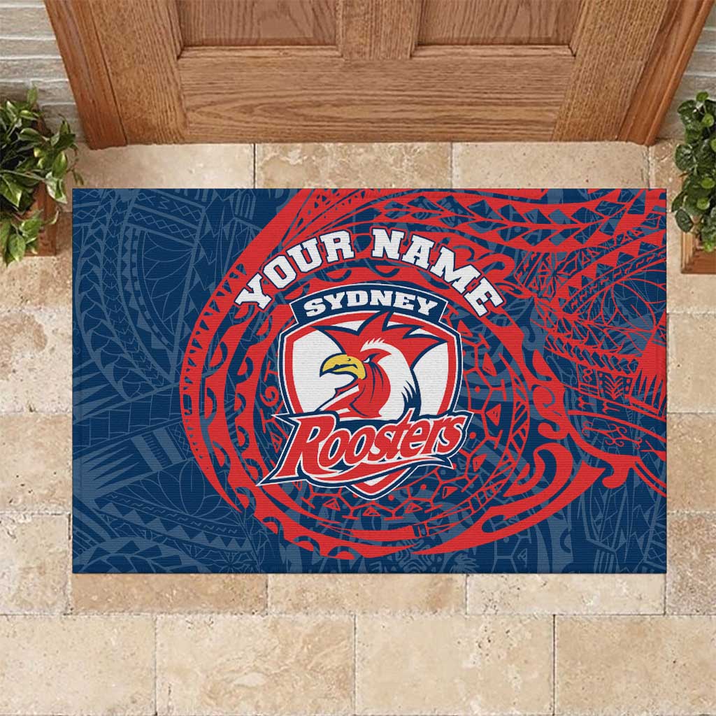 Personalized Sydney Roosters Rubber Doormat Polynesian Tribal Chest and Sleeve Tattoo