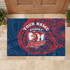 Personalized Sydney Roosters Rubber Doormat Polynesian Tribal Chest and Sleeve Tattoo