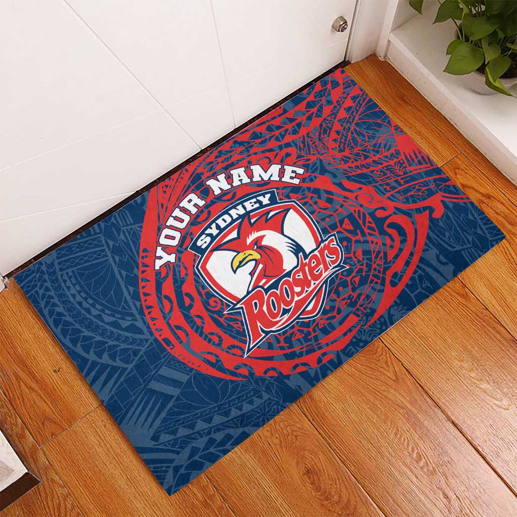 Personalized Sydney Roosters Rubber Doormat Polynesian Tribal Chest and Sleeve Tattoo