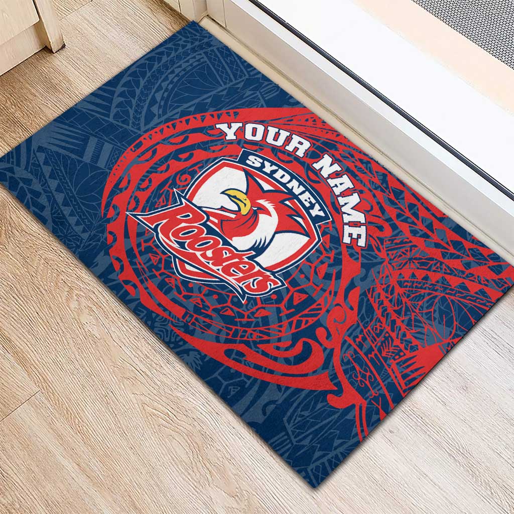 Personalized Sydney Roosters Rubber Doormat Polynesian Tribal Chest and Sleeve Tattoo