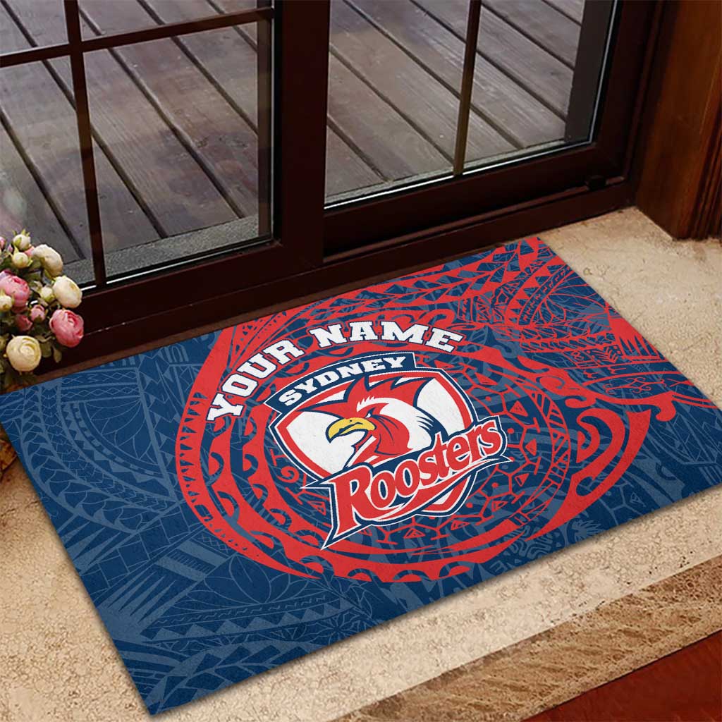 Personalized Sydney Roosters Rubber Doormat Polynesian Tribal Chest and Sleeve Tattoo