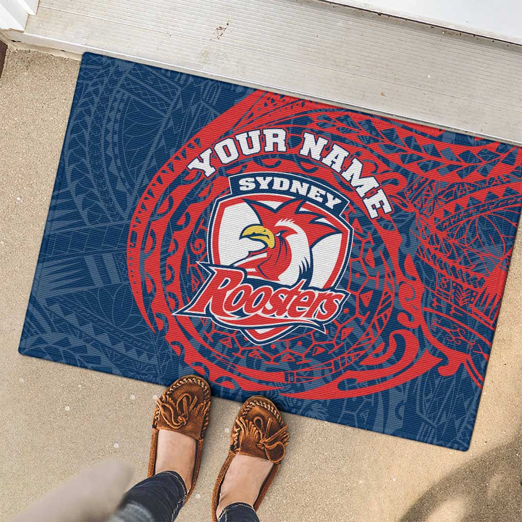 Personalized Sydney Roosters Rubber Doormat Polynesian Tribal Chest and Sleeve Tattoo