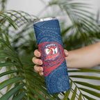 Personalized Sydney Roosters Skinny Tumbler Polynesian Tribal Chest and Sleeve Tattoo