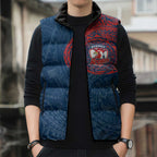 Personalized Sydney Roosters Sleeveless Puffer Jacket Polynesian Tribal Chest and Sleeve Tattoo