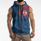 Personalized Sydney Roosters Sleeveless Zip Hoodie Polynesian Tribal Chest and Sleeve Tattoo