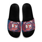 Personalized Sydney Roosters Slide Sandals Polynesian Tribal Chest and Sleeve Tattoo