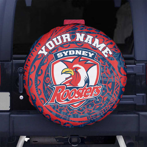 Personalized Sydney Roosters Spare Tire Cover Polynesian Tribal Chest and Sleeve Tattoo