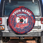 Personalized Sydney Roosters Spare Tire Cover Polynesian Tribal Chest and Sleeve Tattoo