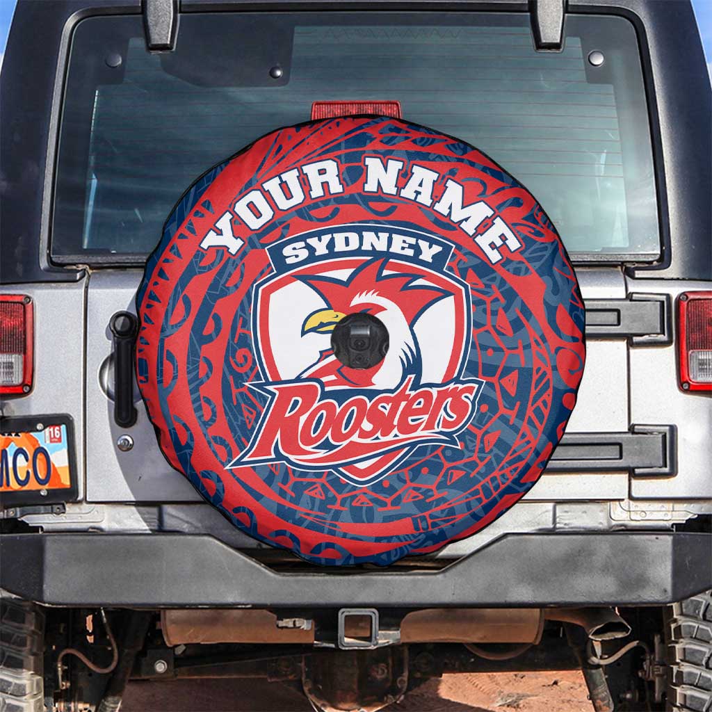 Personalized Sydney Roosters Spare Tire Cover Polynesian Tribal Chest and Sleeve Tattoo