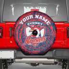 Personalized Sydney Roosters Spare Tire Cover Polynesian Tribal Chest and Sleeve Tattoo