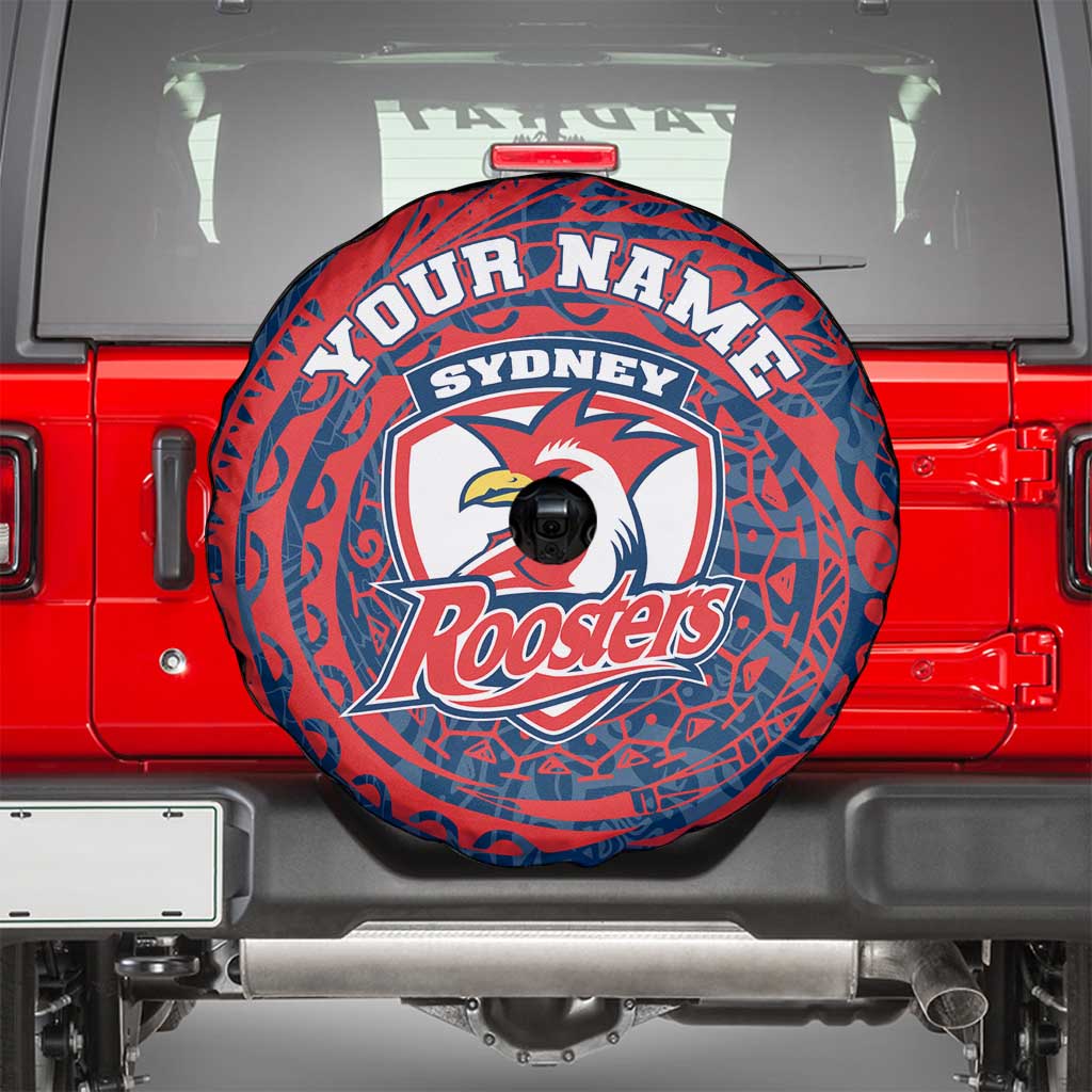 Personalized Sydney Roosters Spare Tire Cover Polynesian Tribal Chest and Sleeve Tattoo