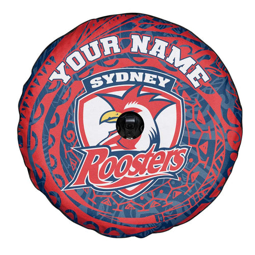 Personalized Sydney Roosters Spare Tire Cover Polynesian Tribal Chest and Sleeve Tattoo