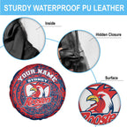 Personalized Sydney Roosters Spare Tire Cover Polynesian Tribal Chest and Sleeve Tattoo