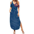 Personalized Sydney Roosters Summer Maxi Dress Polynesian Tribal Chest and Sleeve Tattoo
