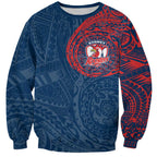 Personalized Sydney Roosters Sweatshirt Polynesian Tribal Chest and Sleeve Tattoo