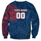 Personalized Sydney Roosters Sweatshirt Polynesian Tribal Chest and Sleeve Tattoo