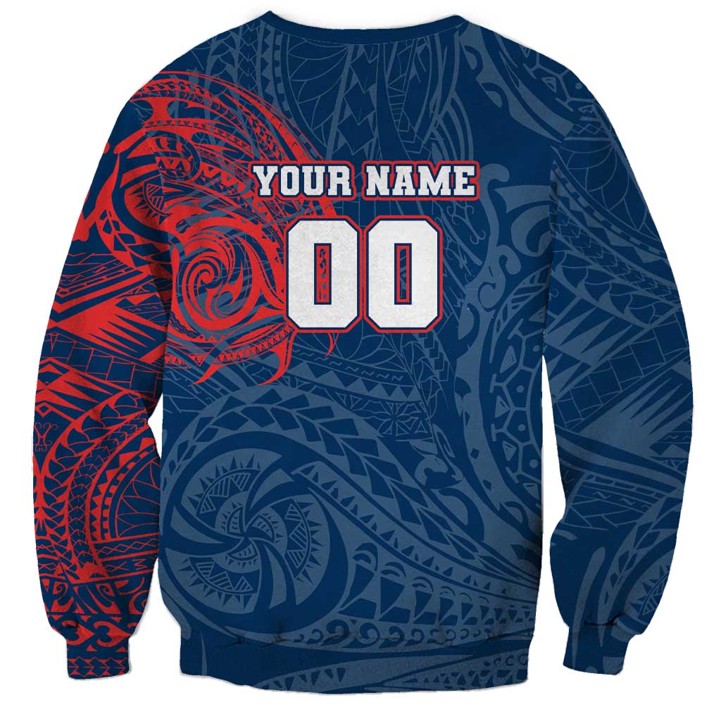 Personalized Sydney Roosters Sweatshirt Polynesian Tribal Chest and Sleeve Tattoo