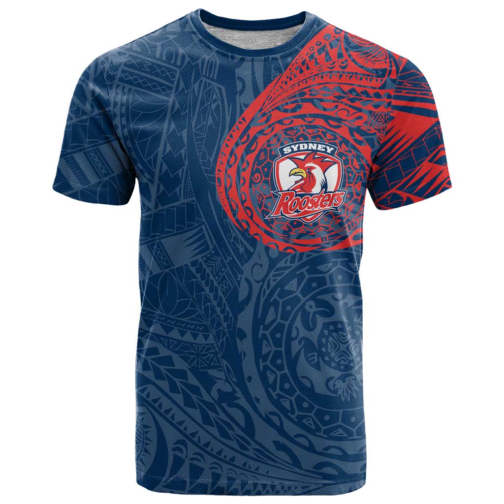 Personalized Sydney Roosters T Shirt Polynesian Tribal Chest and Sleeve Tattoo