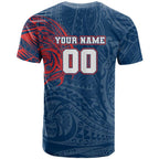 Personalized Sydney Roosters T Shirt Polynesian Tribal Chest and Sleeve Tattoo