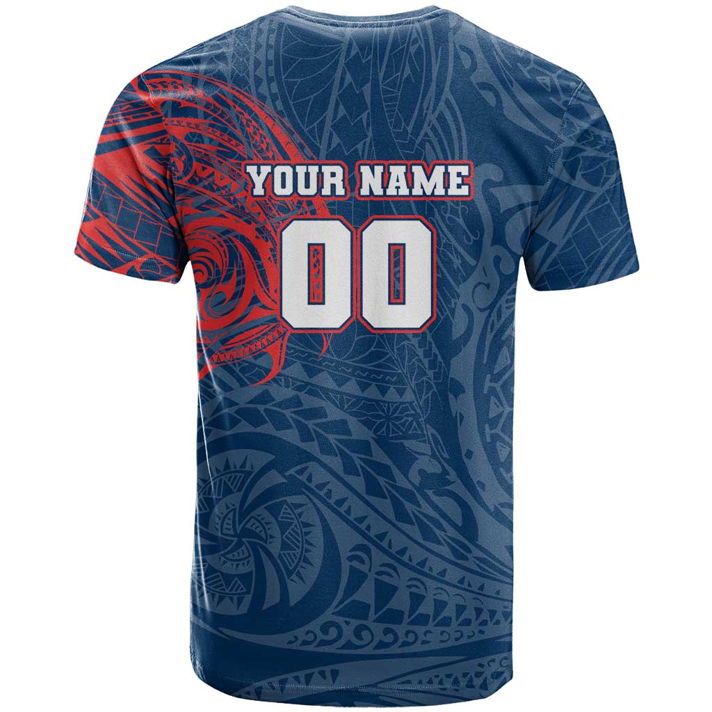 Personalized Sydney Roosters T Shirt Polynesian Tribal Chest and Sleeve Tattoo