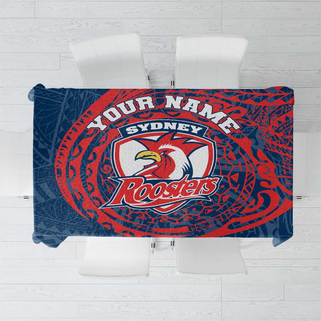 Personalized Sydney Roosters Tablecloth Polynesian Tribal Chest and Sleeve Tattoo
