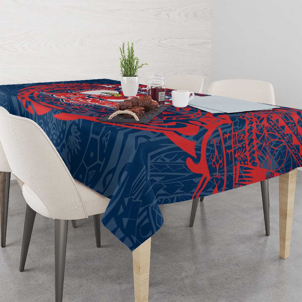 Personalized Sydney Roosters Tablecloth Polynesian Tribal Chest and Sleeve Tattoo